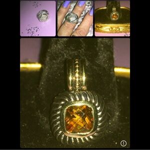David Yurman Gold and Silver Pendant with Amber Stone (REAL David Yurman piece)